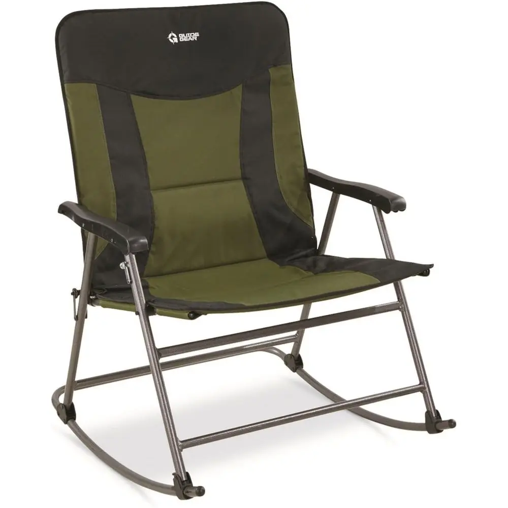 Outdoor Camping Rocking Chair - เก้าอี้โยกพกพาขนาดใหญ่ รับน้ำหนักได้ 600 ปอนด์ สำหรับตั้งแคมป์กลางแจ้ง ทนทานสำหรับผู้ใหญ่
