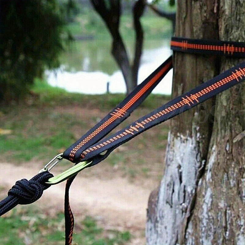 Camping Hammock - ห่วงคล้องสำหรับปีนเขาแบบหนัก 2/4 ชิ้น และสายรัดเปลญวนไนลอนแบบปรับได้ - สำหรับสายรัดเปลญวน,
