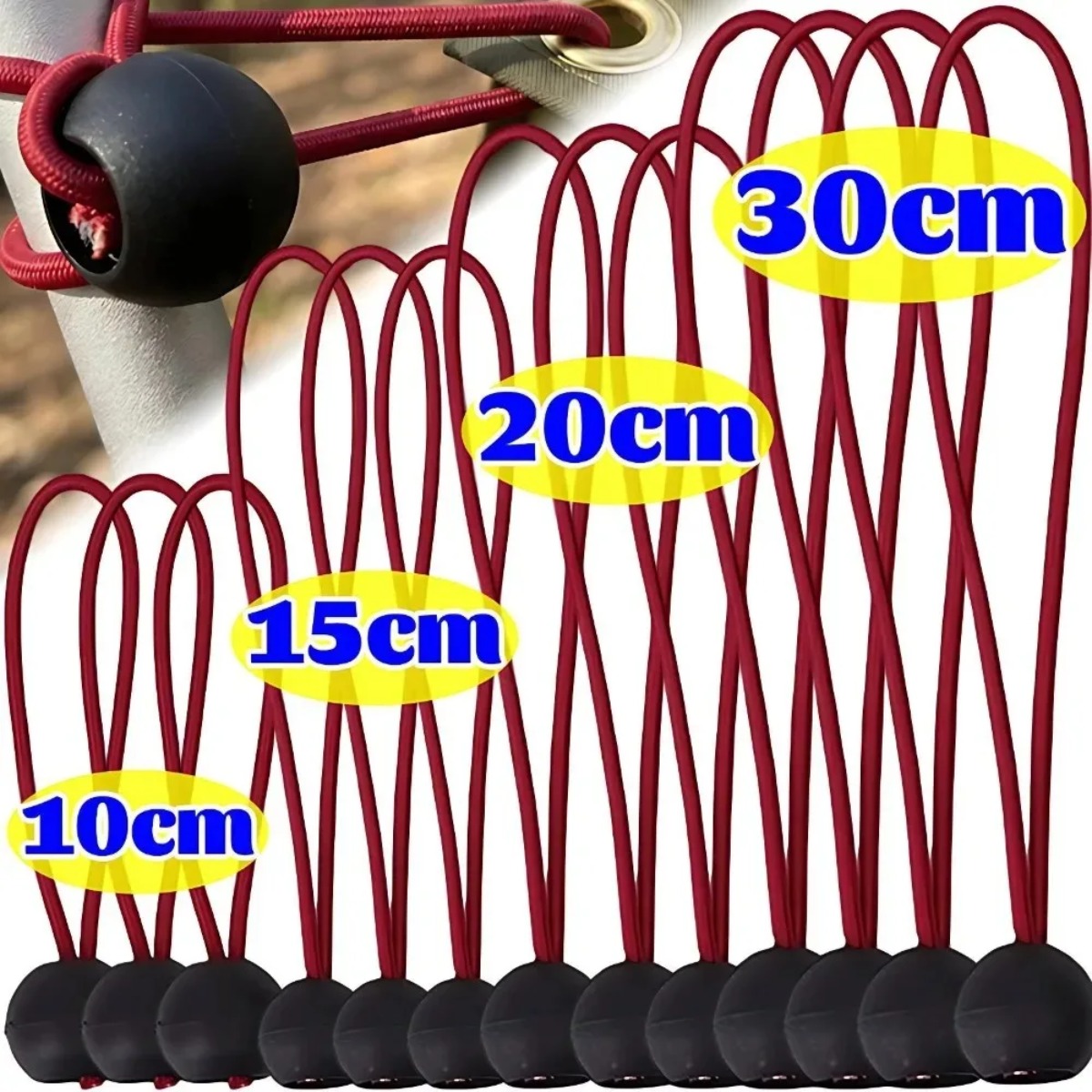 Outdoor Camping Extension Cord - เชือกบันจี้จัมมัลติฟังก์ชั่น สายรัดเต็นท์ สายรัดผ้าใบกันสาด ผ้าคลุมรถ สายรัดถุงนอน อุปกรณ์ตั้งแคมป์
