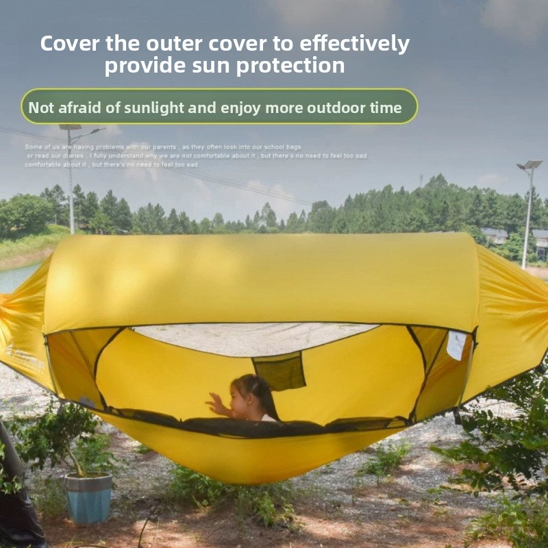 Camping Hammock - เต็นท์เปลญวนสำหรับผู้ใหญ่กลางแจ้ง: กันยุง/กันฝนและป้องกันการล้มพร้อมมุ้งกันยุงแบบเต็ม - เปลญวนแกว่งแคมป์ปิ้ง