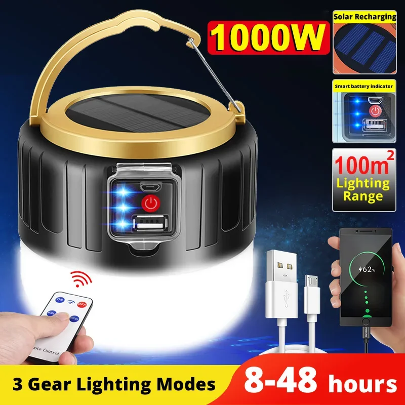Outdoor Camping Gazebo - LED Solar Camping Light Power Bank
