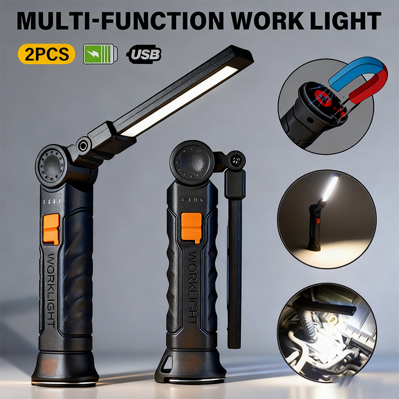 Outdoor Camping Decor - ไฟฉาย LED แบบพกพา COB ชาร์จไฟผ่าน USB