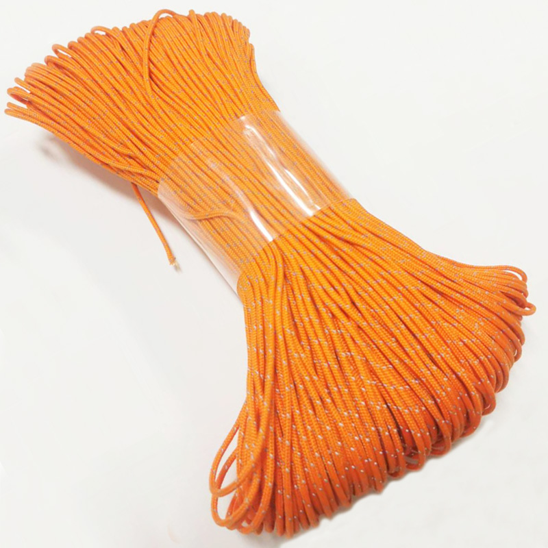 Outdoor Camping Extension Cord - เชือกพาราคอร์ดสะท้อนแสงสีส้มขนาดเส้นผ่านศูนย์กลาง 2 มม., เชือกพาราคอร์ด 3 เส้น