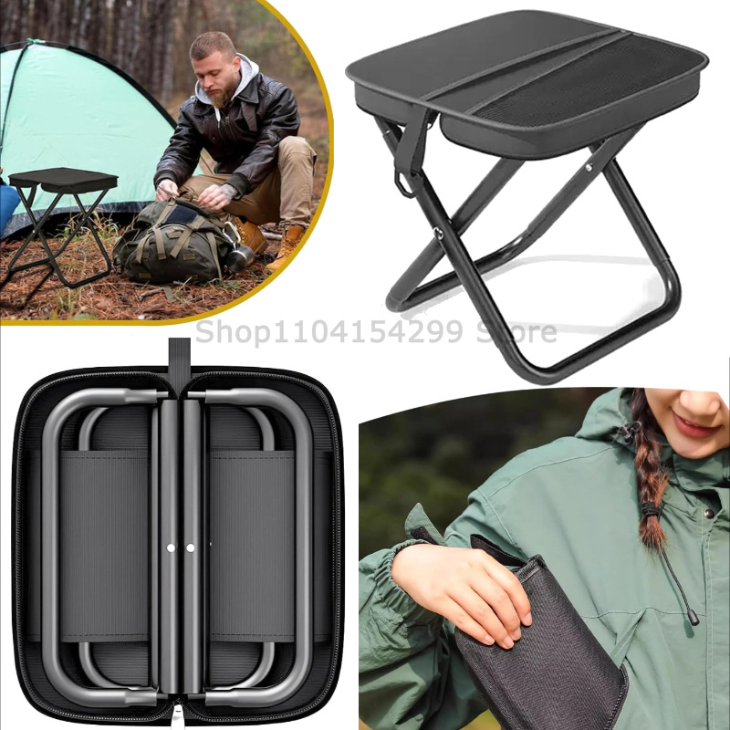 Outdoor Camping Activities For Adults - เก้าอี้พับแบบพกพาสำหรับผู้ใหญ่, เบาะนั่งแคมป์ปิ้งน้ำหนักเบาสีดำ, ดีไซน์กะทัดรัดสำหรับตกปลา, เดินป่า, ทำสวน, กิจกรรมชายหาด