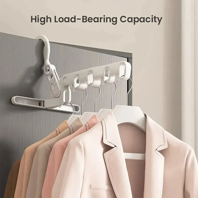 Camping Outdoor Clothing - ไม้แขวนเสื้อแบบพกพา 5 หลุมราวตากผ้าแบบพับได้สําหรับโรงแรมแคมป์ปิ้งแบกเป้