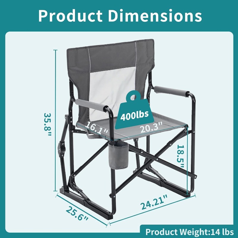 Outdoor Camping Rocking Chair - เก้าอี้โยกพับได้สำหรับตั้งแคมป์กลางแจ้ง เก้าอี้โยกสำหรับลานบ้านและสนามหญ้า