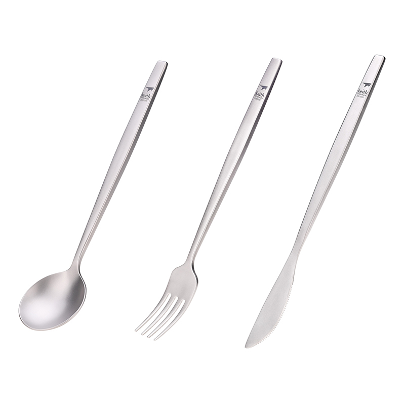 Outdoor Camping Dining Set - Keith ไทเทเนียมแบบพกพาช้อนส้อมมีดสเต็ก Western Flatware ครัว Christmas
