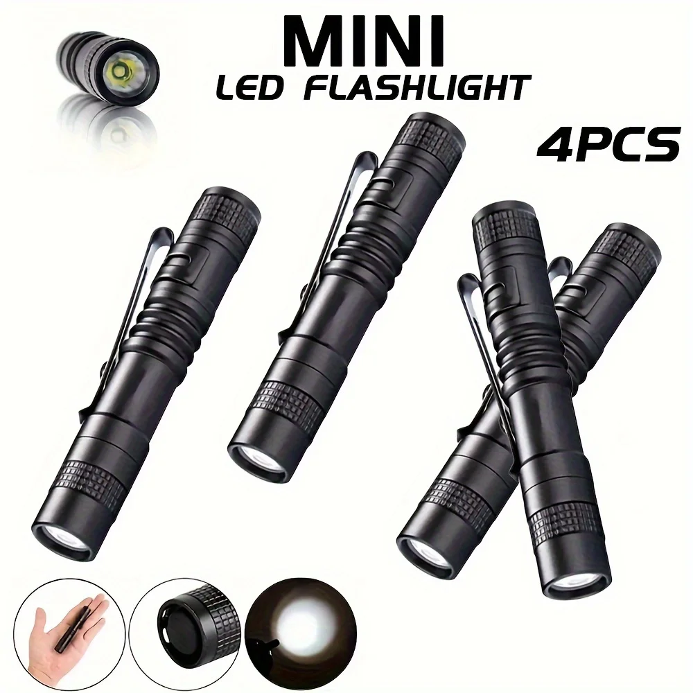 Outdoor Camping Decor - 1-4PCS มินิแบบพกพาไฟ LED ปากกาพ็อกเก็ตอัลตร้าไบรท์ ฮายลูเมนไฟฉายมือถือไฟฉายสำหรับตั้งแคมป์กลางแจ้งฉุกเฉิน
