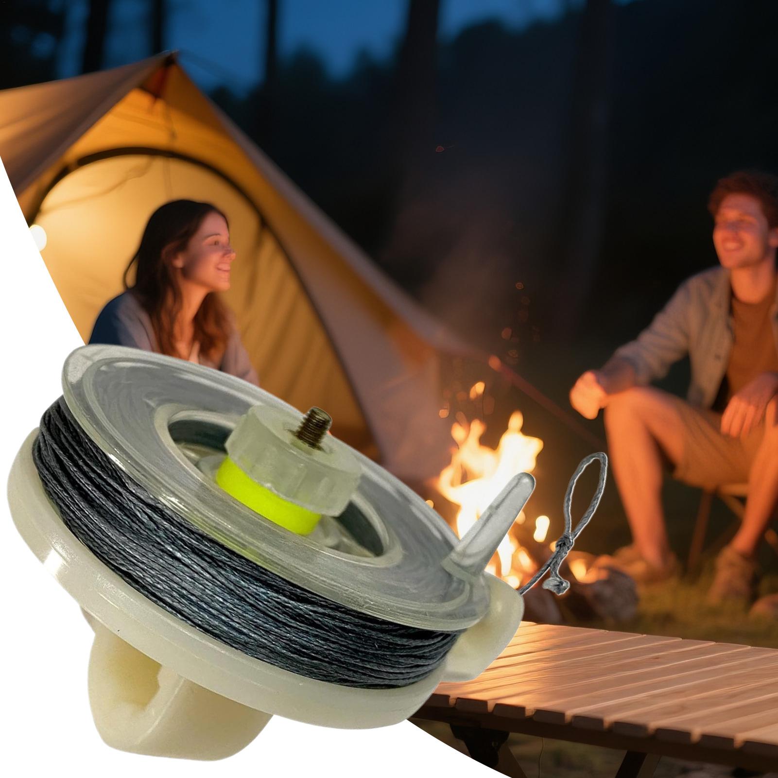 Outdoor Camping Extension Cord - สายเตือนภัยรอบนอกอาคารแบบใช้ซ้ำได้ พร้อมรีลสำหรับเต็นท์แคมป์ปิ้ง สายเตือนภัยรอบนอก สายดึงกันขโมย สำหรับตั้งแคมป์