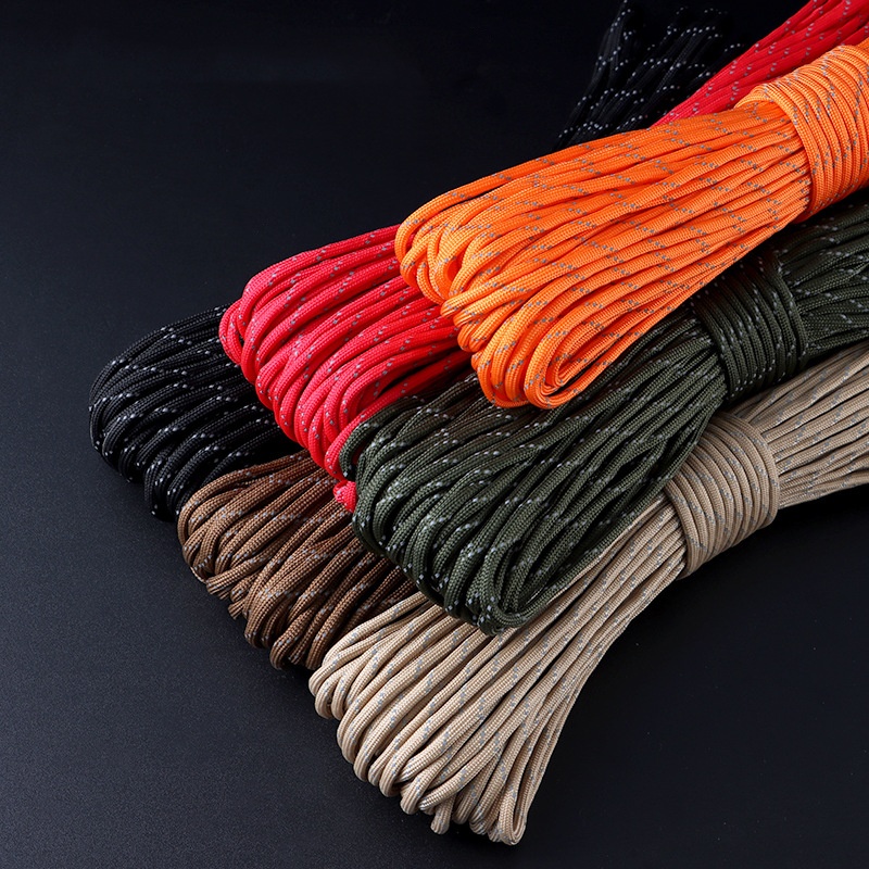 Outdoor Camping Extension Cord - Paracord สะท้อนแสง 550 ทหาร 7 Strand