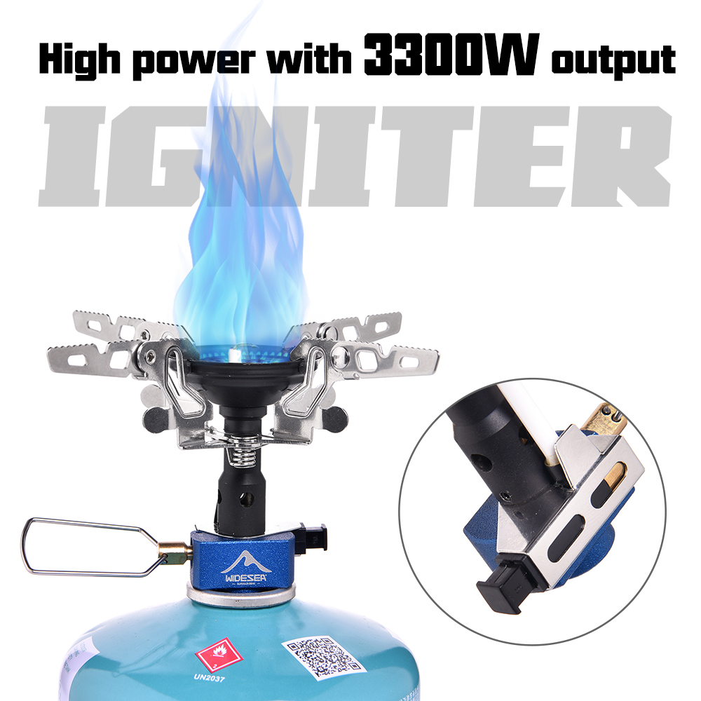 Outdoor Camping Outlet - เตาแก๊สปิกนิกสำหรับตั้งแคมป์กลางแจ้ง 3300 วัตต์ พร้อมอุปกรณ์จุดไฟ อุปกรณ์แคมป์ปิ้งแบบพกพา สำหรับนักท่องเที่ยว