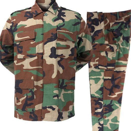 Camping Outdoor Clothing - ชุดฝึกยุทธวิธีลายพราง BDU สำหรับผู้ชาย 2 ชิ้น ชุดทำงานกลางแจ้ง