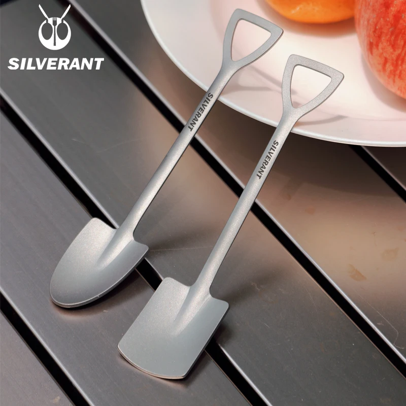 Outdoor Camping Dining Set - EDC ไทเทเนียมแบบพกพาพลั่วช้อนซุปอาหารแตงโมน้ำหนักเบาช้อนกลางแจ้ง Camping Tableware
