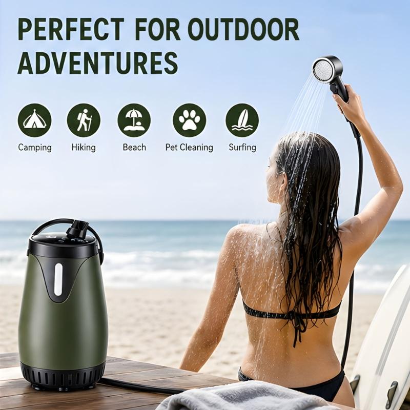 Travel Outdoor Camping Youtube - ชุดฝักบัวกลางแจ้งน้ำหนักเบาพร้อมท่อ 2 ม. และแบตเตอรี่ 8000mAh สำหรับตั้งแคมป์เดินป่าชายหาดท่องเที่ยว