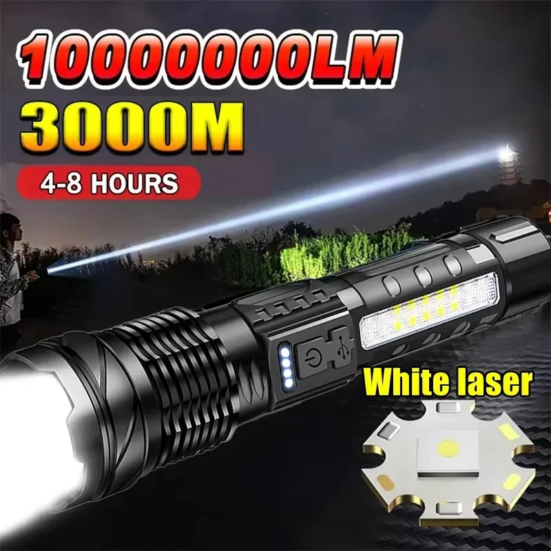 Outdoor Camping Decor - ไฟฉาย LED กำลังสูง พร้อมหน้าจอแสดงสถานะแบตเตอรี่ ชาร์จผ่าน USB