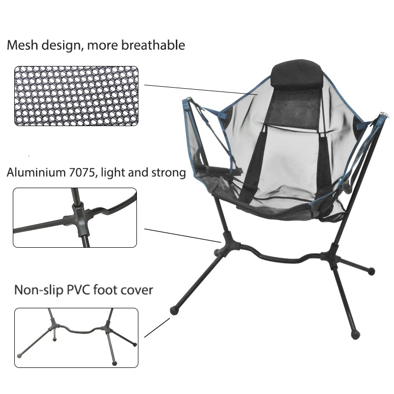 เก้าอี้พับสำหรับตั้งแคมป์แบบพก - Outdoor Camping Rocking Chair บทวิจารณ์และราคา