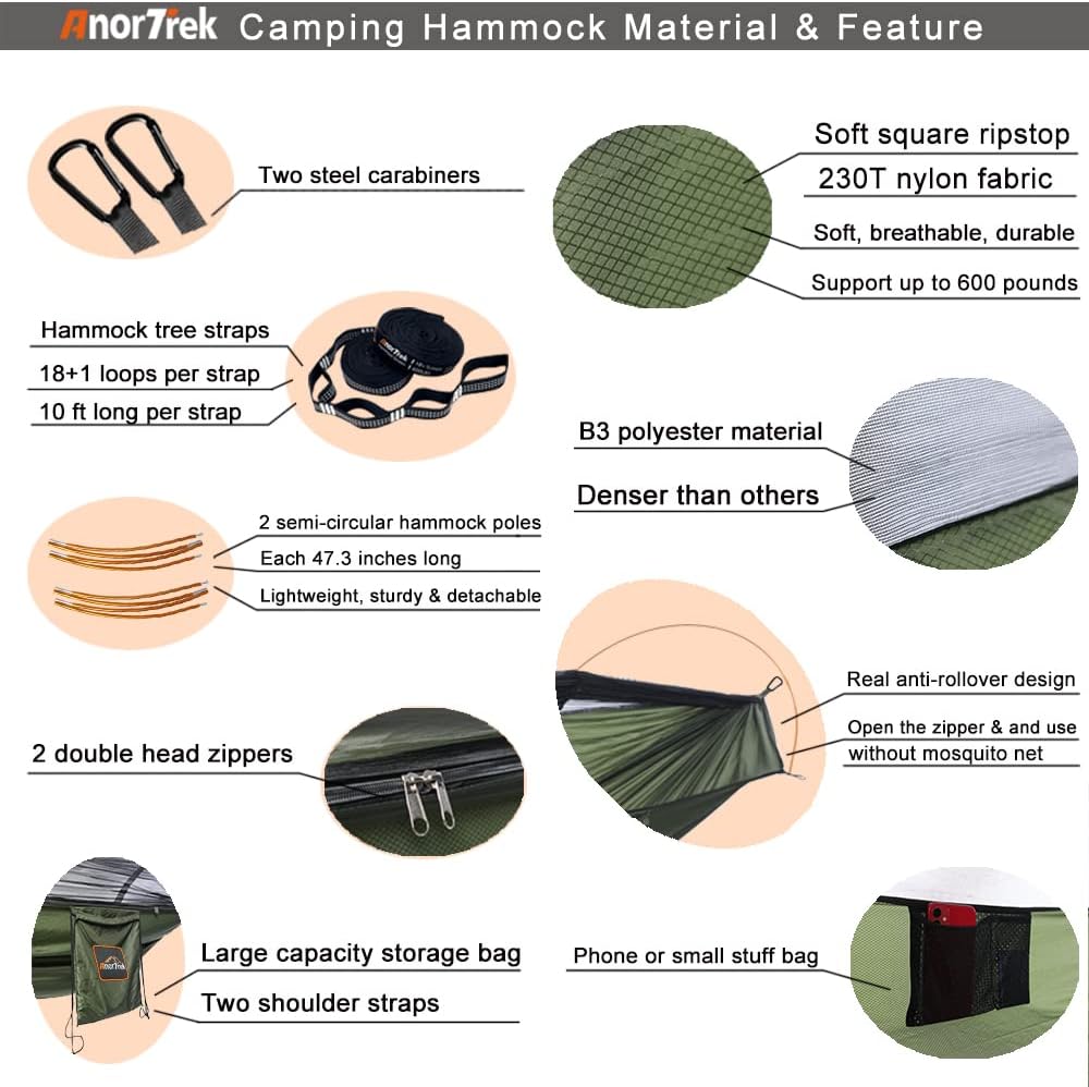 เปลญวนสำหรับตั้งแคมป์แบบคู่พร้ - Camping Hammock บทวิจารณ์และราคา