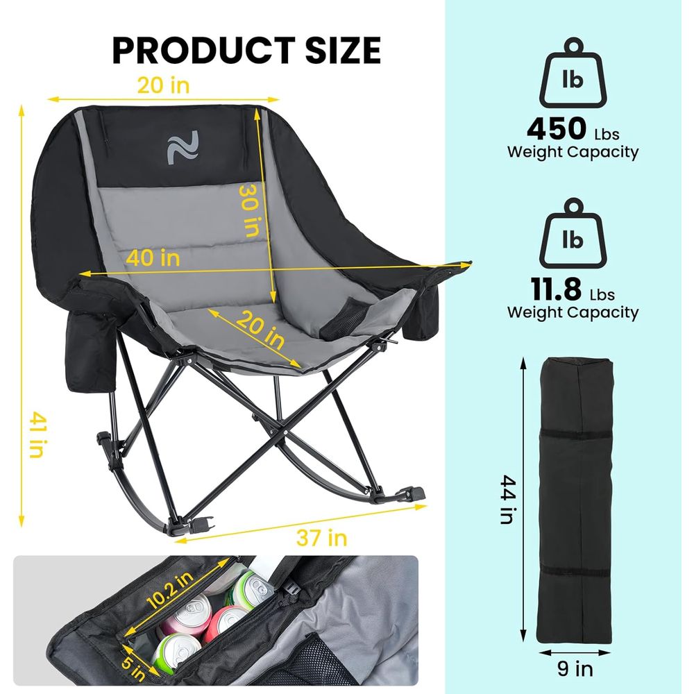 เก้าอี้โยกพกพาสำหรับใช้งานกลาง - Outdoor Camping Rocking Chair บทวิจารณ์และราคา