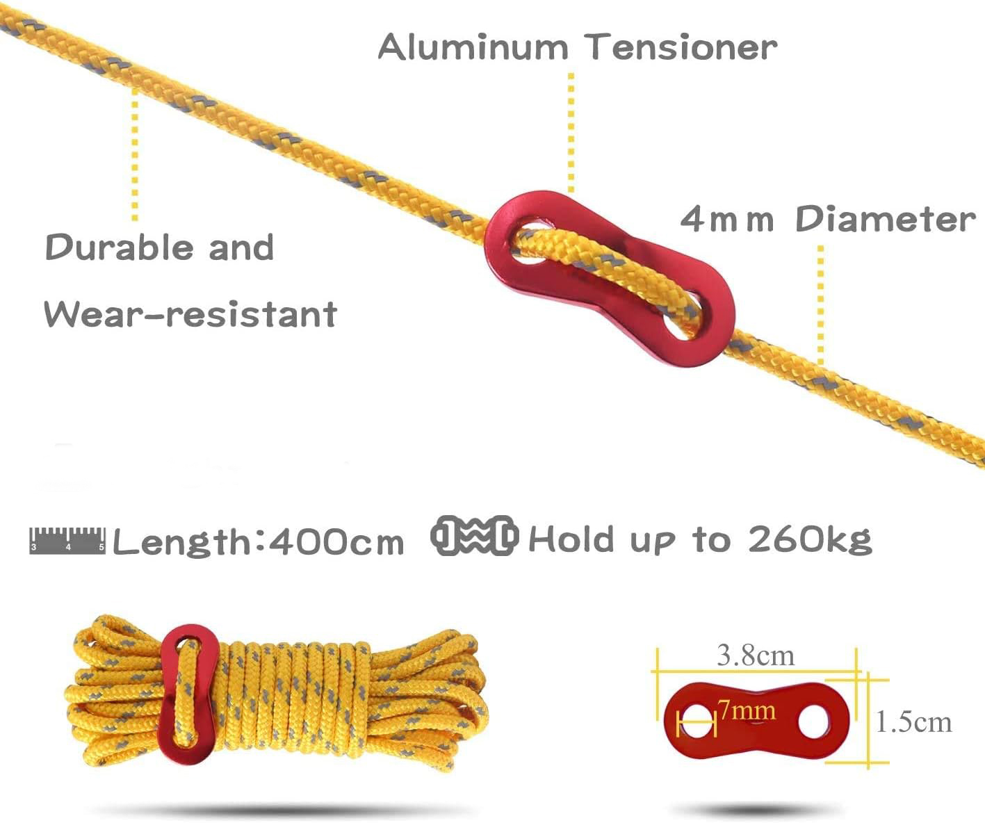4 M สะท้อนแสง Guy Lines เต็นท์ - Outdoor Camping Extension Cord บทวิจารณ์และราคา
