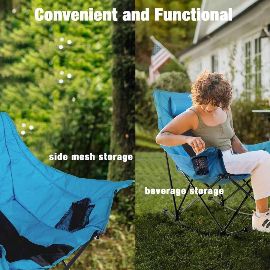 เก้าอี้โยกพับได้สำหรับตั้งแคมป - Outdoor Camping Rocking Chair บทวิจารณ์และราคา