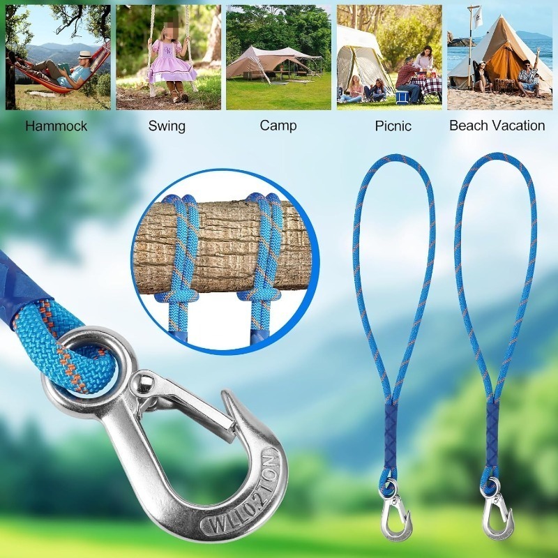 1/2 ชิ้น เชือกไนลอนพร้อมตะขอโล - Camping Hammock บทวิจารณ์และราคา