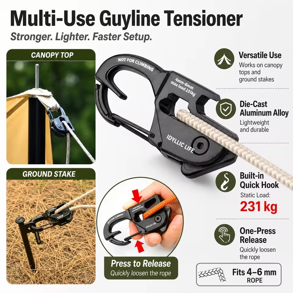 ตัวปรับความตึงเชือกเต็นท์อลูมิ - Outdoor Camping Extension Cord บทวิจารณ์และราคา