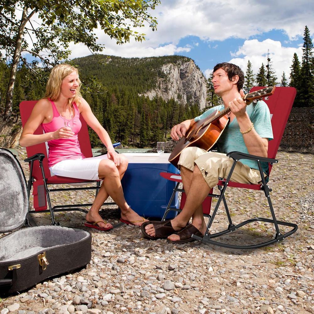 เก้าอี้โยกกลางแจ้งแบบมีเบาะขนา - Outdoor Camping Rocking Chair บทวิจารณ์และราคา