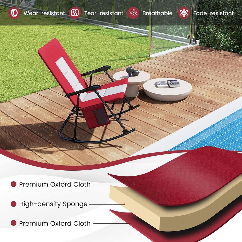 เก้าอี้โยกกลางแจ้งแบบมีเบาะขนา - Outdoor Camping Rocking Chair บทวิจารณ์และราคา