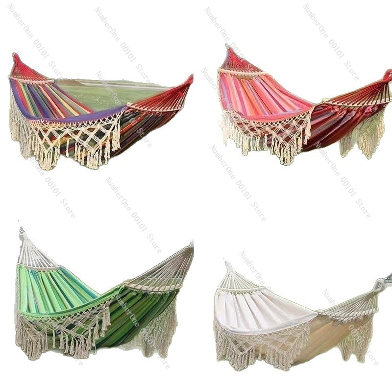 เปลญวนผ้าแคนวาสแบบคู่ พร้อมพู่ - Camping Hammock บทวิจารณ์และราคา