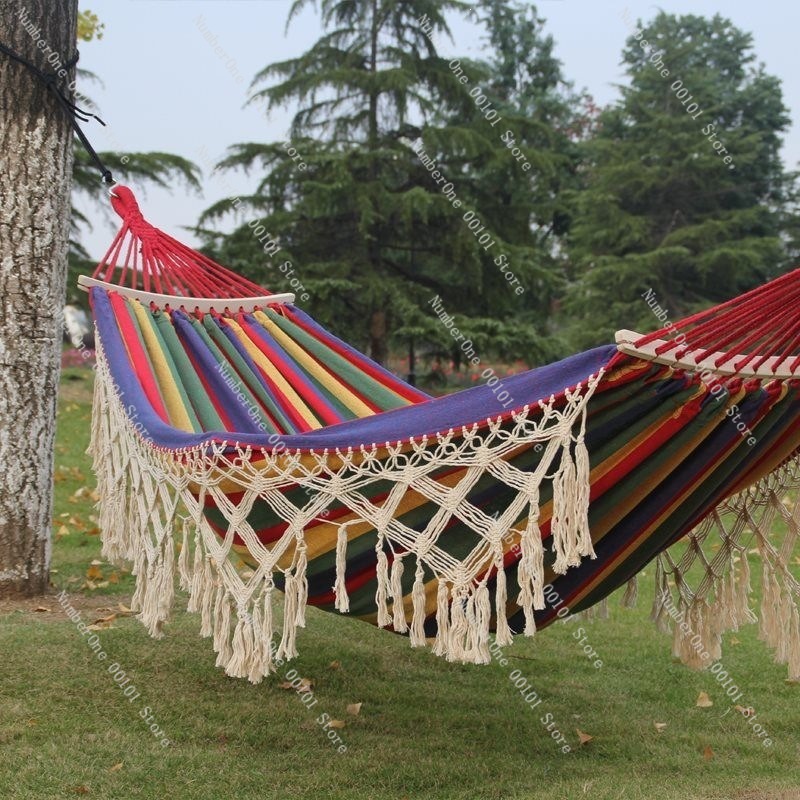 เปลญวนผ้าแคนวาสแบบคู่ พร้อมพู่ - Camping Hammock บทวิจารณ์และราคา