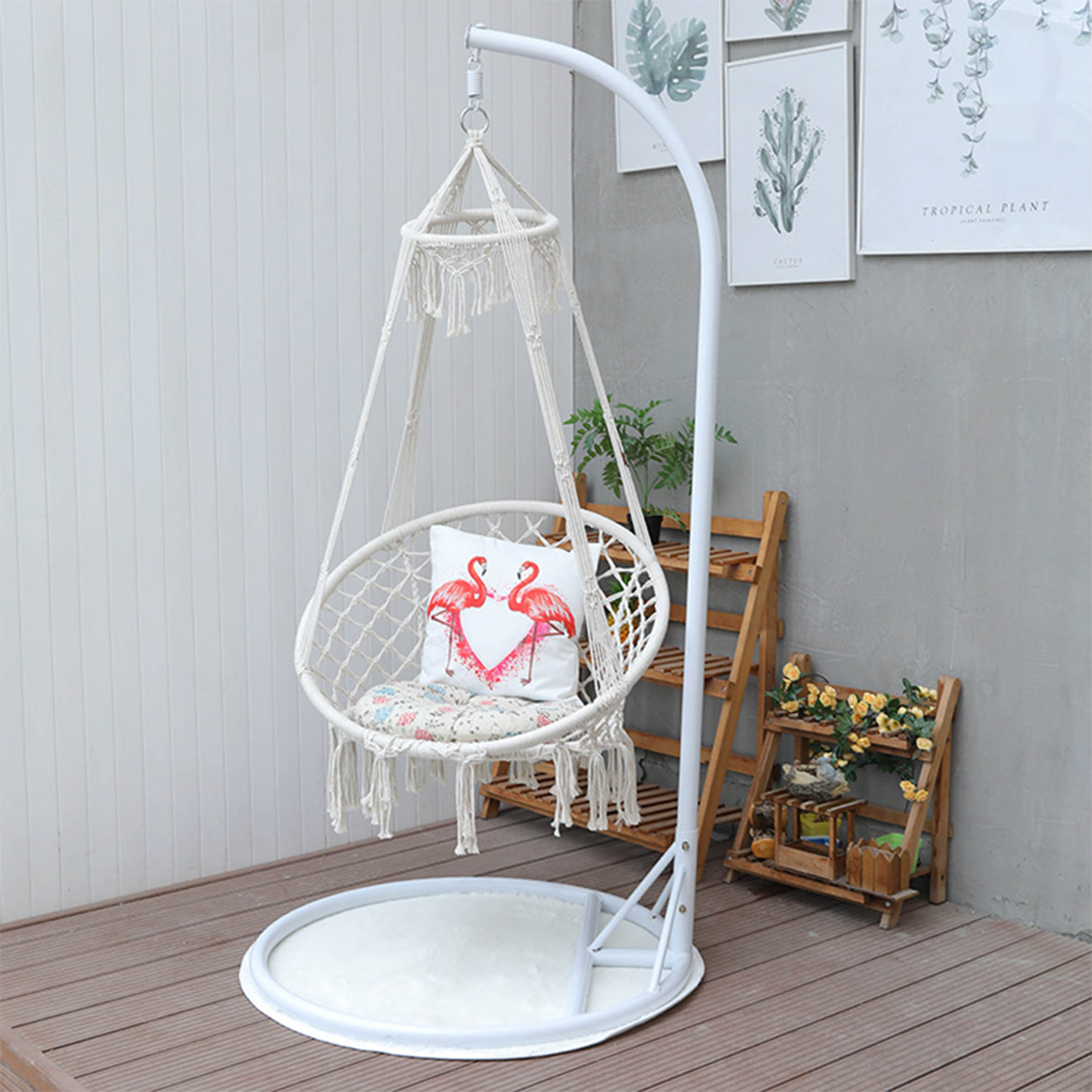 3 ที่นั่งสวนหวายเชือก Swing เก - Outdoor Camping Rocking Chair บทวิจารณ์และราคา
