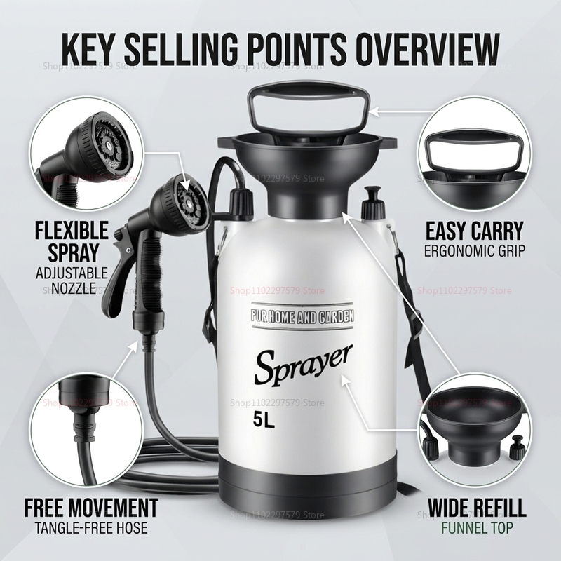 5L ฝักบัวอาบน้ำแบบพกพา ปั๊มมือ - Outdoor Camping Activities บทวิจารณ์และราคา
