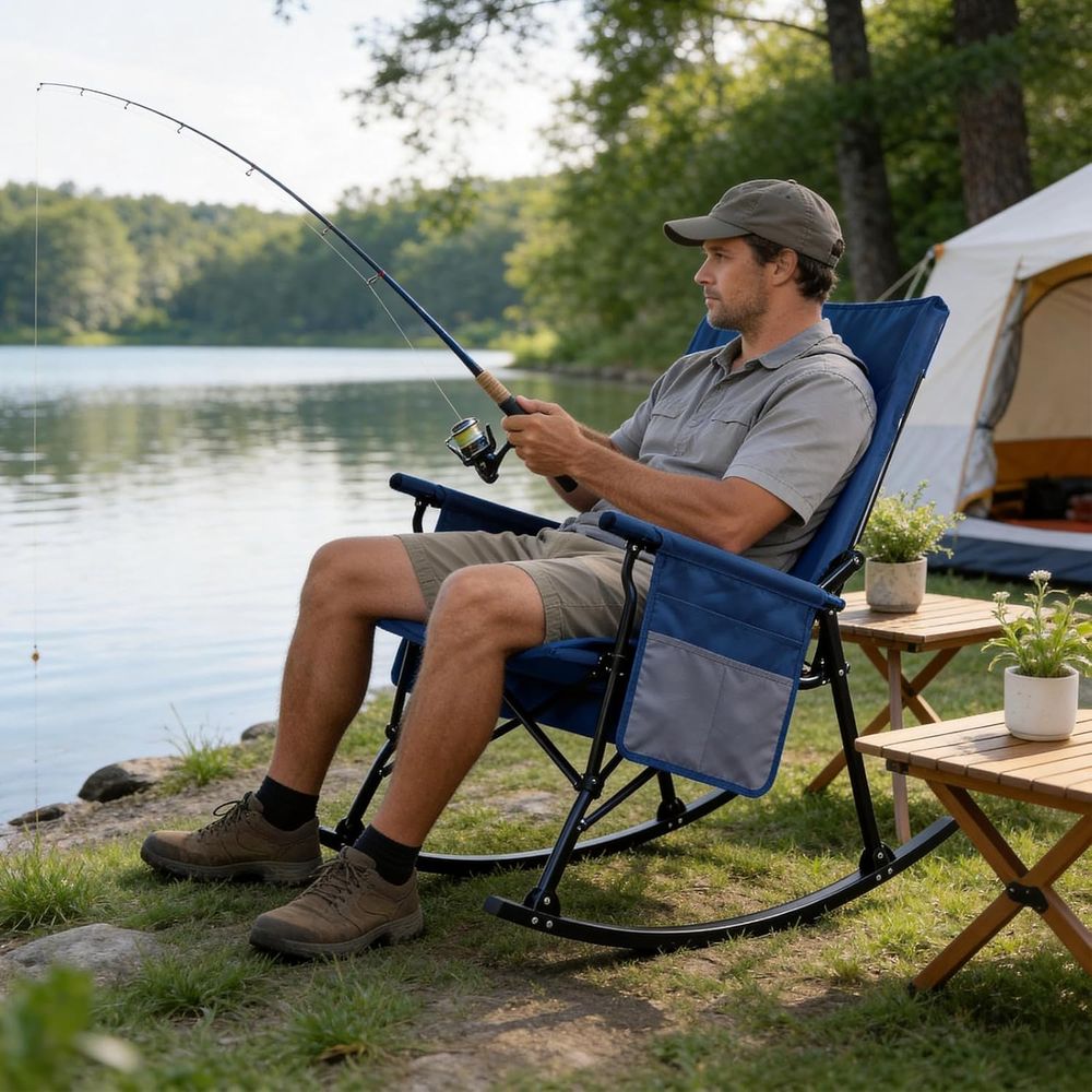 เก้าอี้โยกพกพาแบบพับได้ 2 ตัว  - Outdoor Camping Rocking Chair บทวิจารณ์และราคา