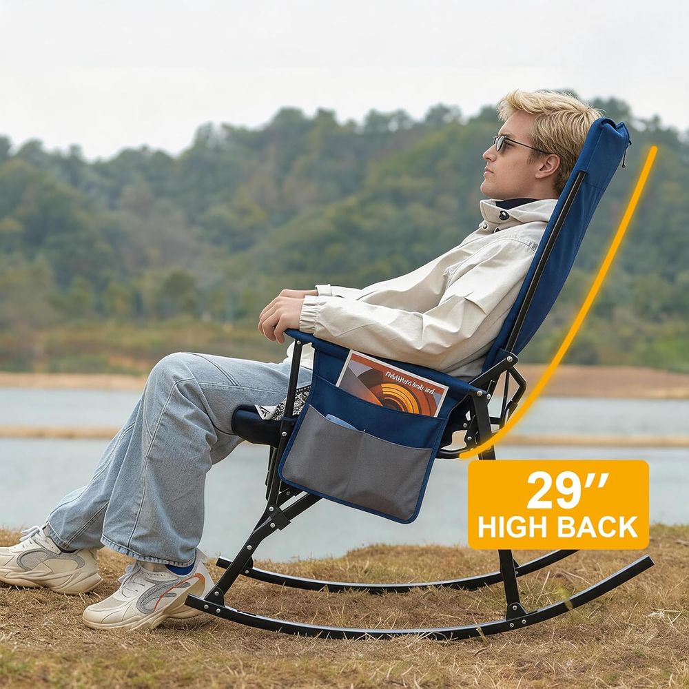 เก้าอี้โยกพกพาแบบพับได้ 2 ตัว  - Outdoor Camping Rocking Chair บทวิจารณ์และราคา