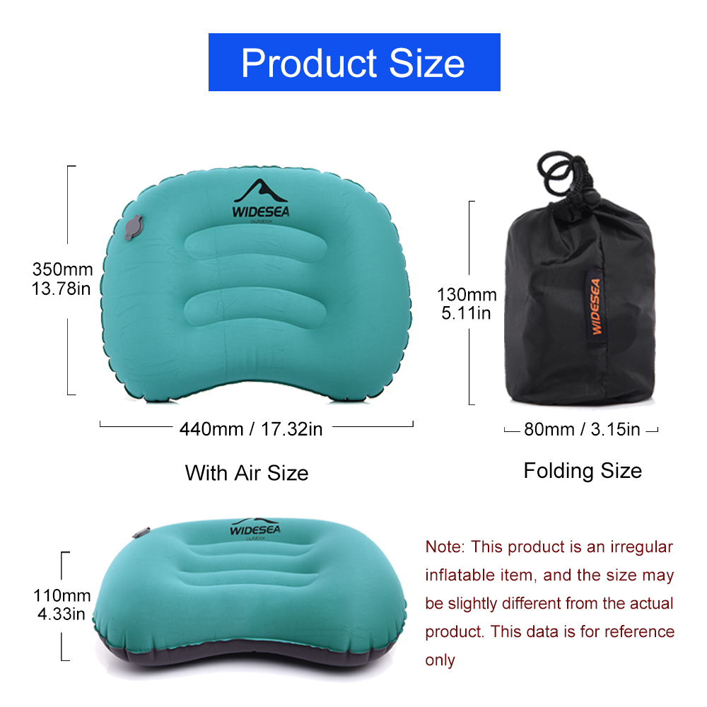 Widesea หมอนเป่าลมแบบพกพาอุปกร - Camp Pillow Compressible บทวิจารณ์และราคา