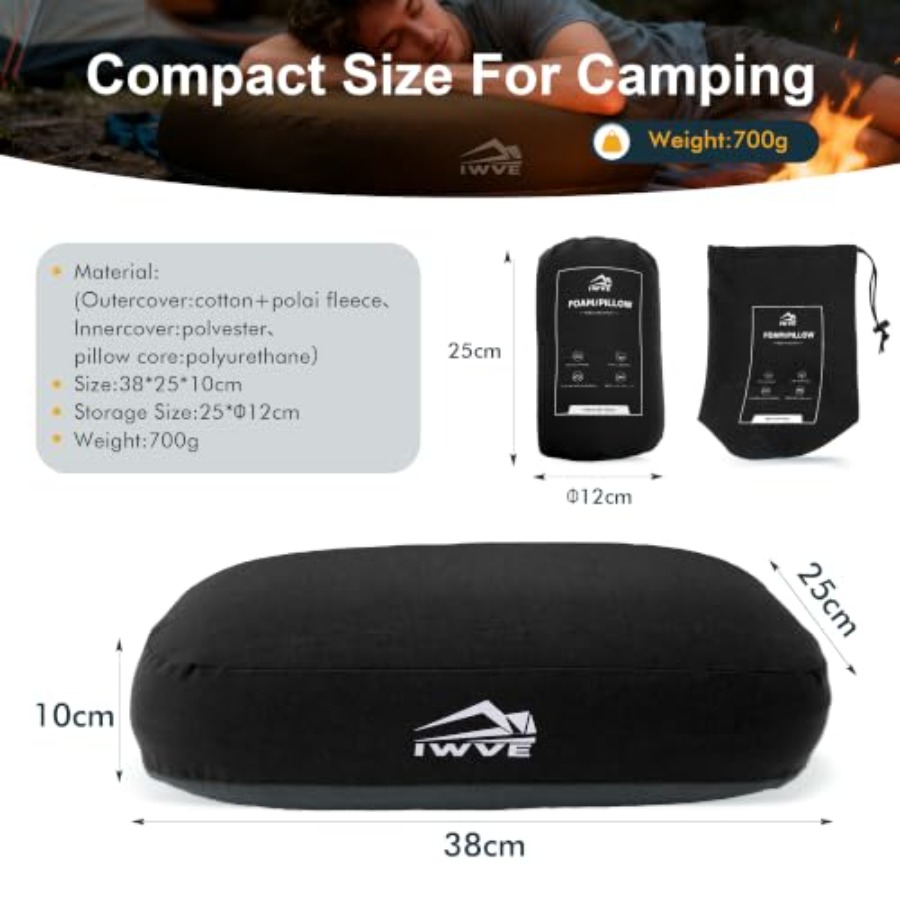 หมอนเมมโมรี่โฟมสำหรับแคมป์ปิ้ง - Camp Pillow Compressible บทวิจารณ์และราคา