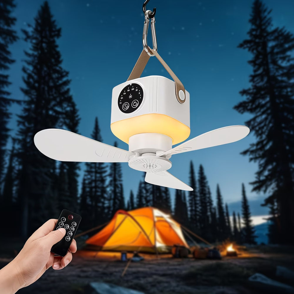 พัดลมเพดานแบบพกพาพร้อมไฟ 3600/ - Outdoor Camping Gazebo บทวิจารณ์และราคา
