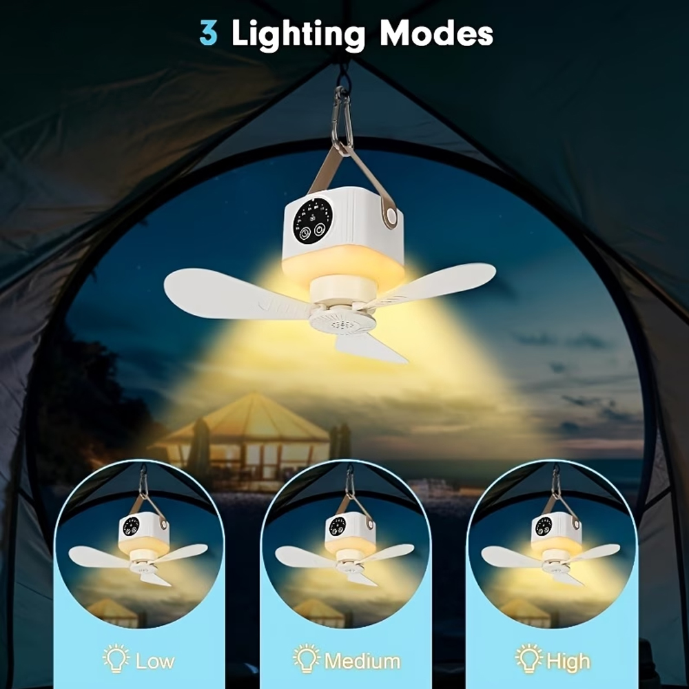 พัดลมเพดานแบบพกพาพร้อมไฟ 3600/ - Outdoor Camping Gazebo บทวิจารณ์และราคา