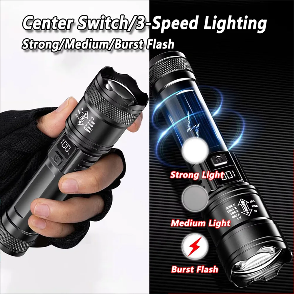 ไฟฉาย LED แบบชาร์จไฟได้ ไฟฉายซ - Outdoor Camping Decor บทวิจารณ์และราคา
