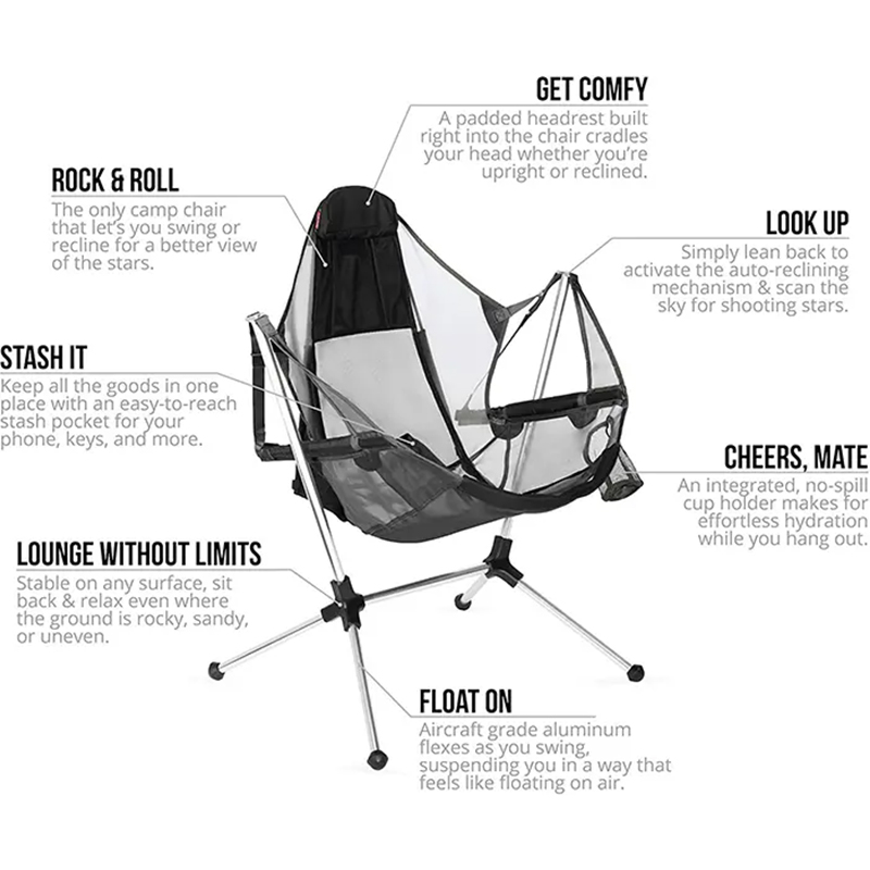 เก้าอี้ชายหาดพับได้แบบพกพา ทำจ - Outdoor Camping Rocking Chair บทวิจารณ์และราคา