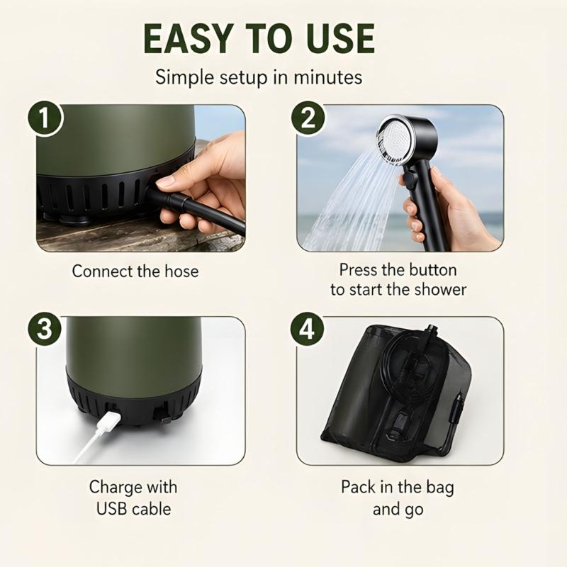 ชุดฝักบัวกลางแจ้งน้ำหนักเบาพร้ - Travel Outdoor Camping Youtube บทวิจารณ์และราคา