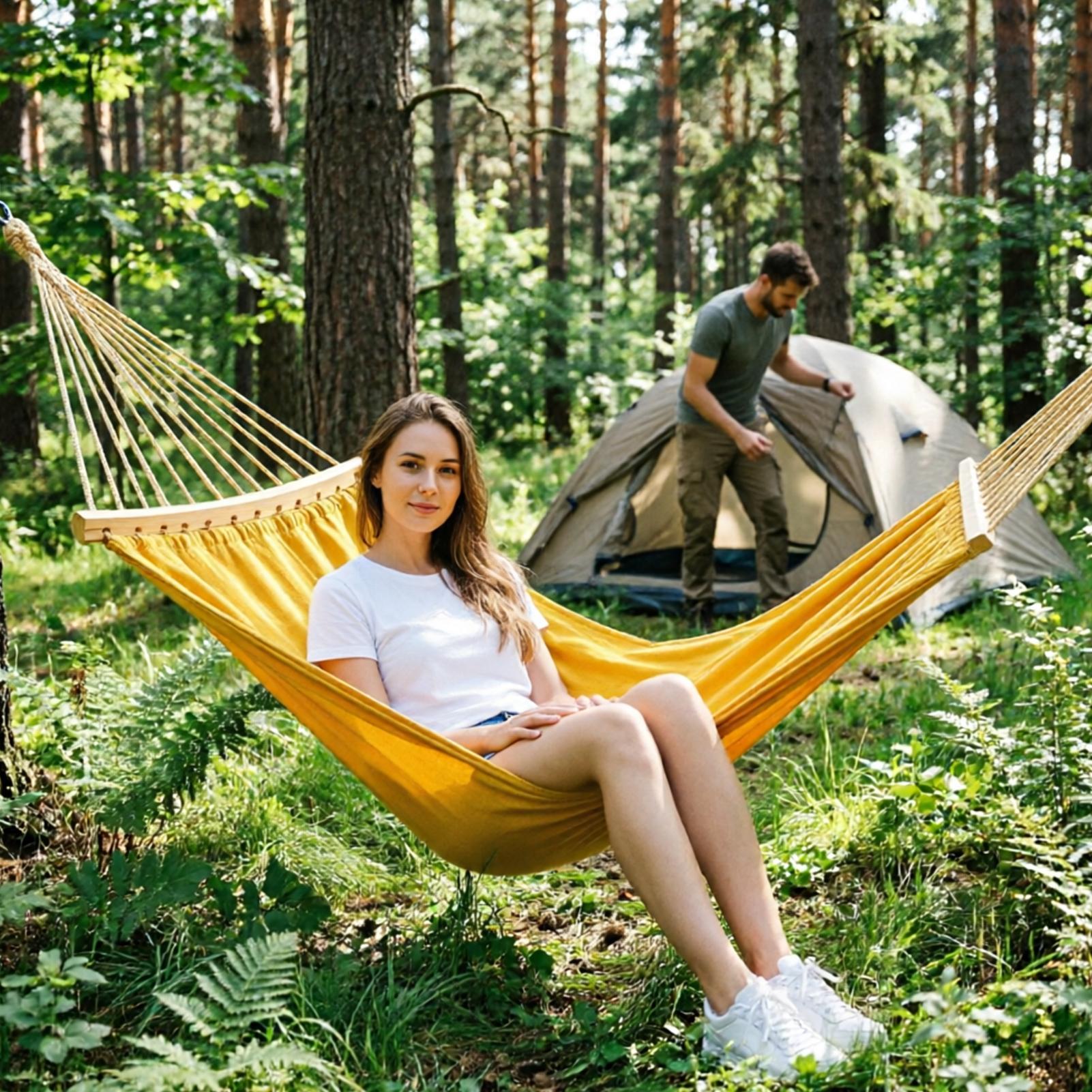 แฮมมอคแบบแท่งไม้ 2 ชิ้น แบบถอด - Camping Hammock บทวิจารณ์และราคา